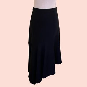 Michael Kors COLLECTION Black Light Weight Stretch Wool Cascade Skirt NEW